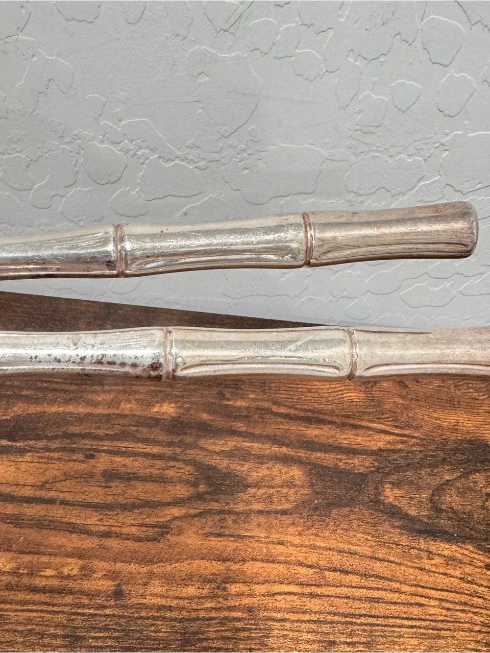 Bamboo Pattern 2 Pc Silverplate Serving Fork & Spoon Made ITALY 11 1/2